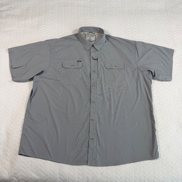 PONCHO Mens 3XL Regular Fit Striped Short Sleeve Shirt Magnetic Pockets EUC - Picture 3 of 15